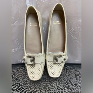 Stuart Weitzman Perforated  Patent Leather Loafers, 7M